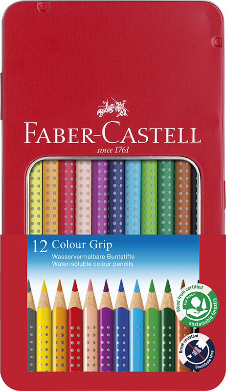 Image of Färgpennset Faber-Castell Col.pencil Colour Grip tin/12x 112413 4005401124139