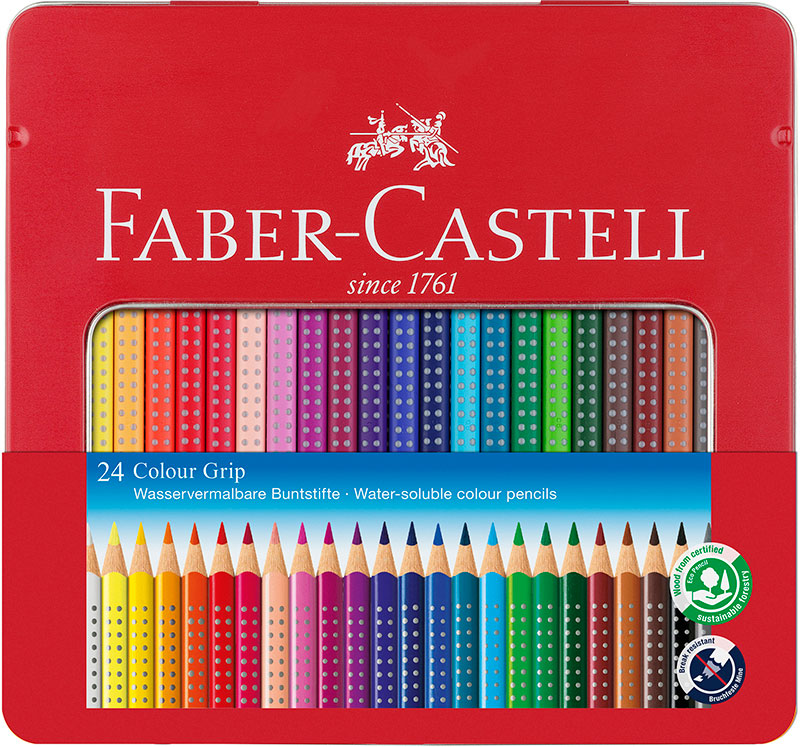Image of Akvarellpennset Faber-Castell Grip Metalletui 24p 112423 4005401124238