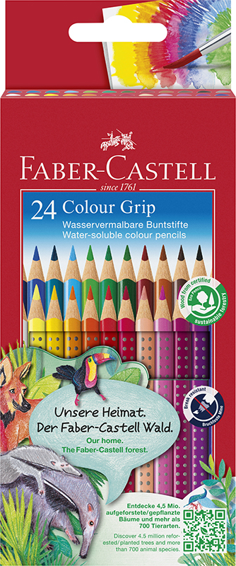 Image of Akvarellpennset Faber-Castell Grip cardboard/24x 112424 4005401124245