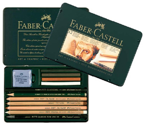 Image of Ritkolspennset Faber-Castell PITT MONOCHROME Set/12 delar (3F) fd 112960 112975 4005401129752