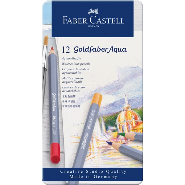 Image of Akvarellpennset Goldfaber Aqua tin of 12 (5F) 114612 4005401146124