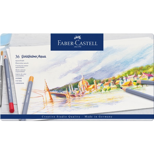 Image of Akvarellpennset Goldfaber Aqua tin of 36 (3F) 114636 4005401146360