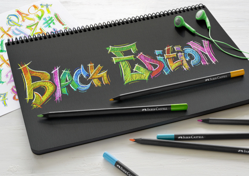 Image of Färgpennset Faber-Castell Redline Black Edition - etui med 12 st (5F) 116412 4005401164128