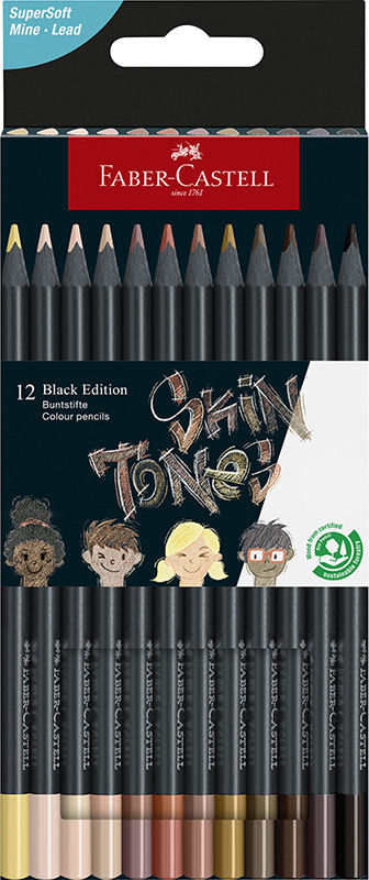 Image of Färgpennset Faber-Castell Redline Black Edition - etui med 12 st Skin tones (5F) 116414 4005401164142