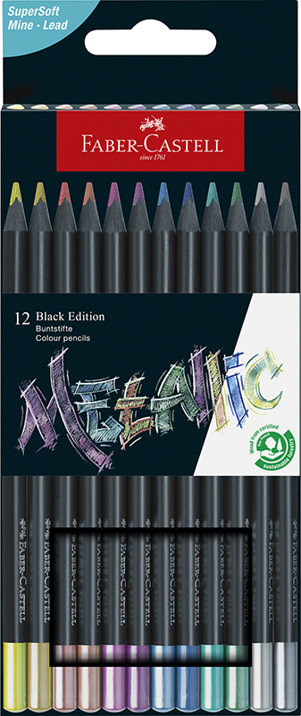 Image of Färgpennset Faber-Castell Redline Black Edition - Metallic (5F) 116415 4005401164159