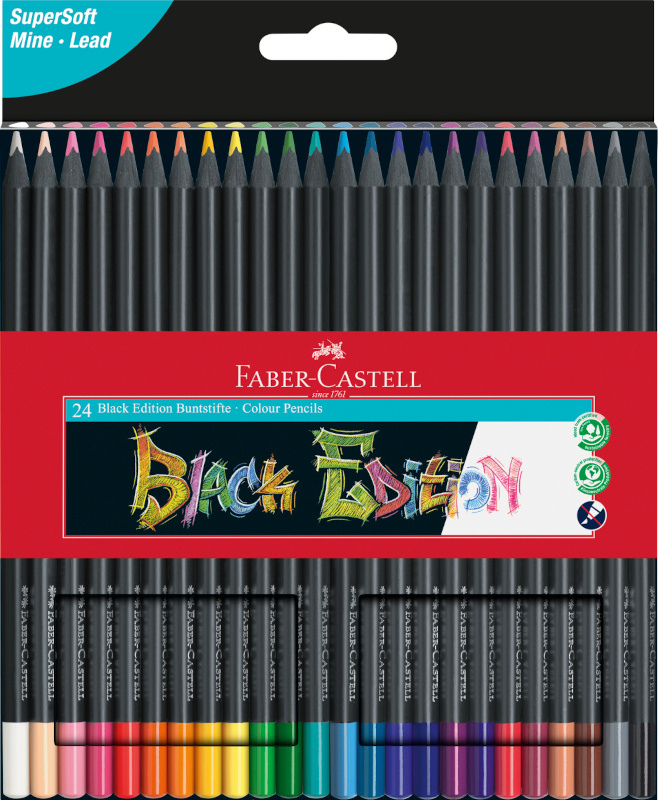 Image of Färgpennset Faber-Castell Redline Black Edition - etui med 24 st (3F) 116424 4005401164241