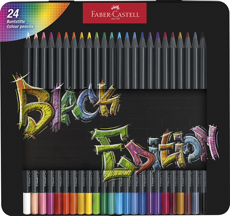 Image of Färgpennset Faber-Castell Colour Pencils Black Edition metalletui/24 116425 4005401164258