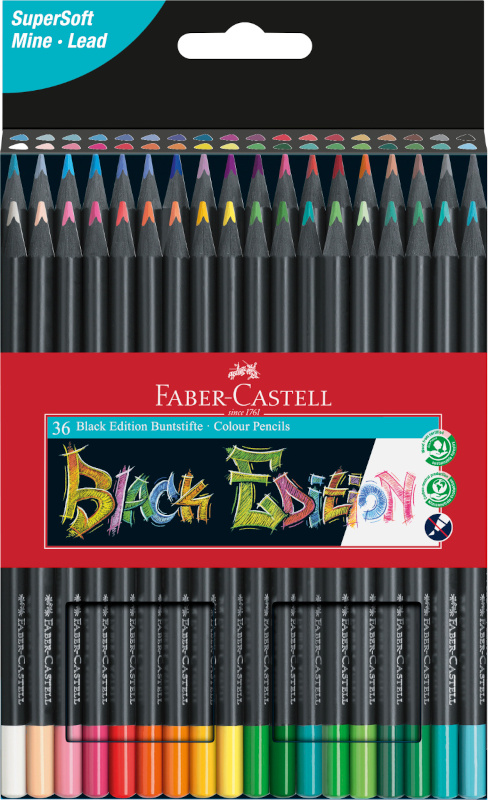 Image of Färgpennset Faber-Castell Redline Black Edition - etui med 36 st (3F) 116436 4005401164364