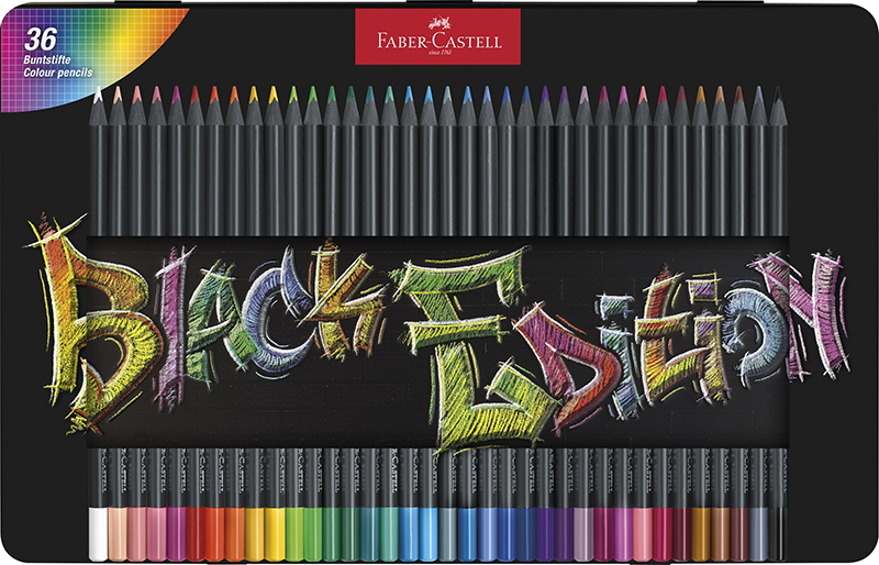 Image of Färgpennset Faber-Castell Redline Black Edition - plåtetui med 36 st (5F) 116437 4005401164371