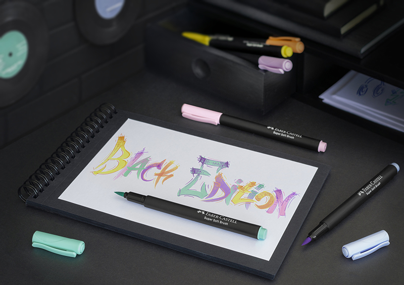 Image of Färgpennset Faber-Castell Redline Brush pens Black Edition set 6x pastel 116453 4005401164531