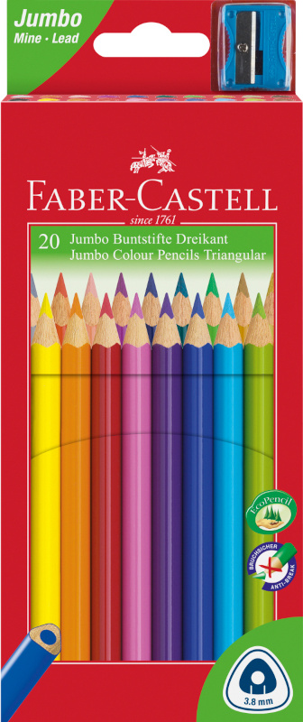 Image of Färgpenna Faber-Castell Redline Jumbo trekant 20 färger + väss (4F) 116520 8991761345023
