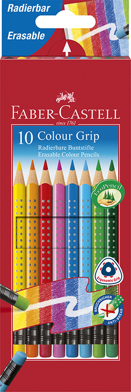 Image of Färgpennset Faber-Castell Colour pencils erasable Grip set 10x 116613 4005401166139