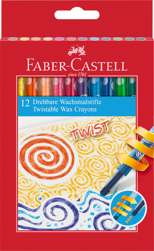 Image of Vaxkritor Faber-Castell m plashylsa, vridmekanism, etui 12 färger (5F) 120003 4005401200031