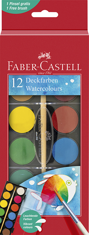 Image of Färgset Faber-Castell Paint Box Redline 12 colours 30mm dia 125018 4005401250028
