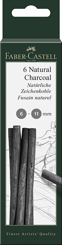 Image of Ritkol Faber-Castell Naturligt Charcoal natural Pitt 6-11mm  BC (6F) 129398 4005401293989