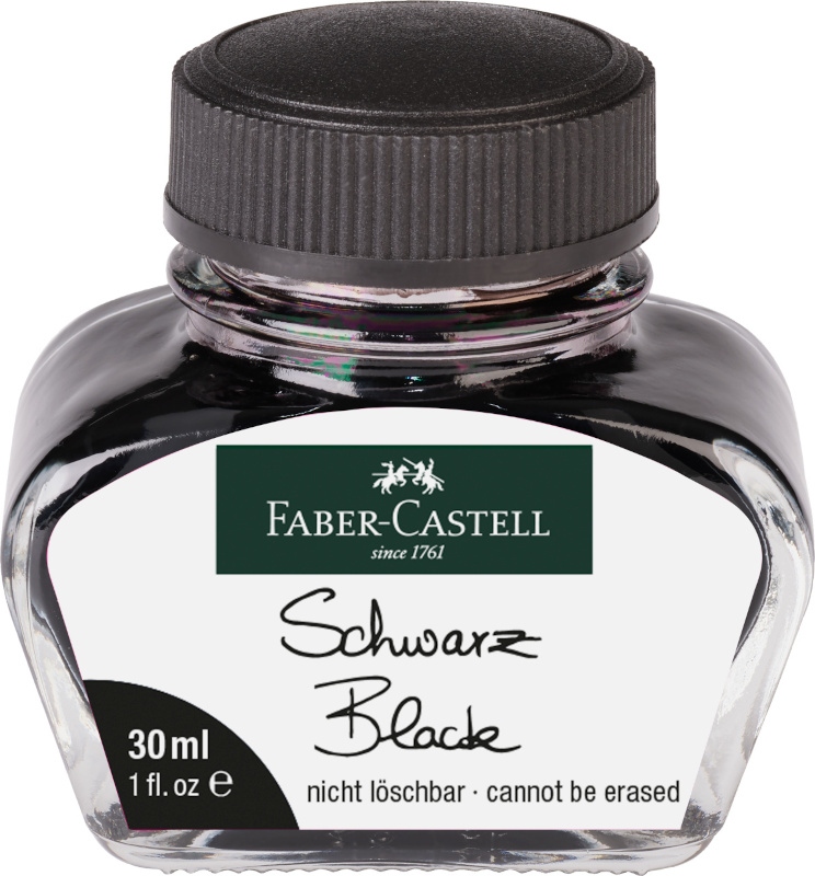 Image of Bläck Faber-Castell glasflaska 30 ml Svart 149854 4005401498544