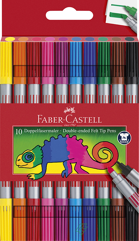 Image of Fiberpennset Faber-Castell Redline Dubbelspets Etui/10st (5F) 151110 4005401511106