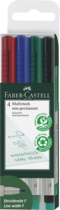 Image of Märkpennset Faber-Castell Multimark 1514 non-perm F wallet of 4 151404 4005401514046