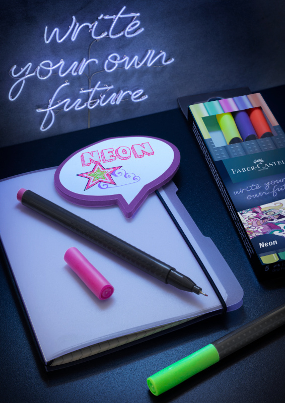 Image of Fiberpennset Faber-Castell Grip Finepen neon 5 färger 151603 4005401516033