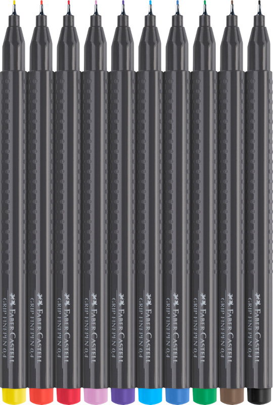 Image of Fiberpennset Faber-Castell Grip Finepen 0.4 set 10 färger 151610 4005401516101