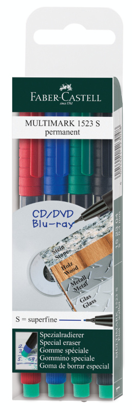 Image of Märkpenna Faber-Castell Multimark 1523 S 0,4mm Etui/4 färger (5F) 152304 4005401523048