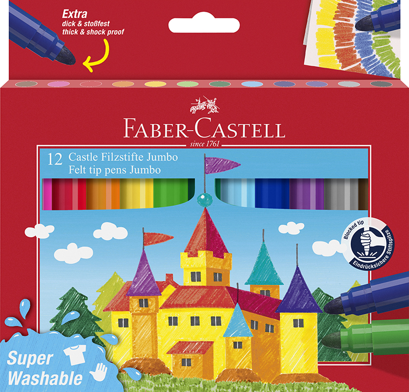 Image of Märkpenna Faber-Castell Jumbo Superwashable (12F) 154311 4005401543114