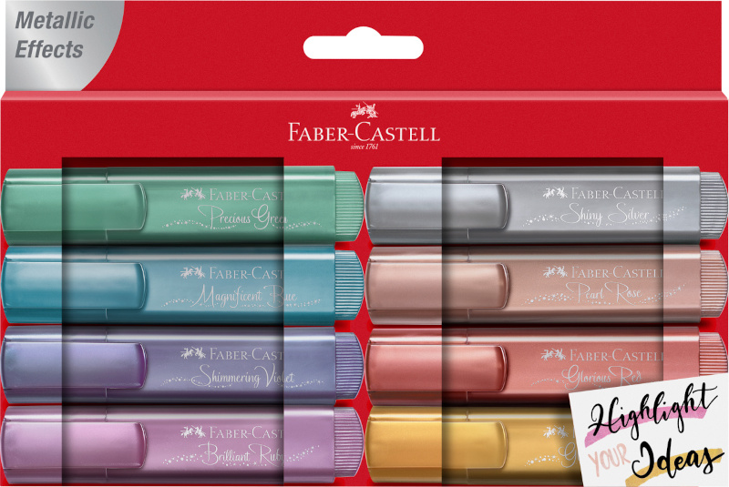 Image of Överstrykningspenna Faber-Castell 46 Metallic etui 8 st  (5F) 154689 4005401546894