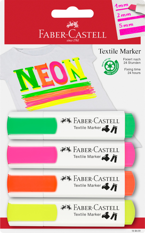 Image of Tygpenna Faber-Castell Marker blister med 4 NEON-färger 159591 4005401595915