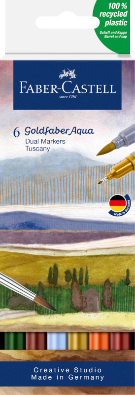 Image of Akvarellpennset Goldfaber Aqua Dual Marker 6x Tuscany (5F) 164521 4005401645214