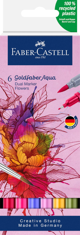 Image of Akvarellpennset Goldfaber Aqua Dual Marker 6x Flowers (5F) 164527 4005401645276