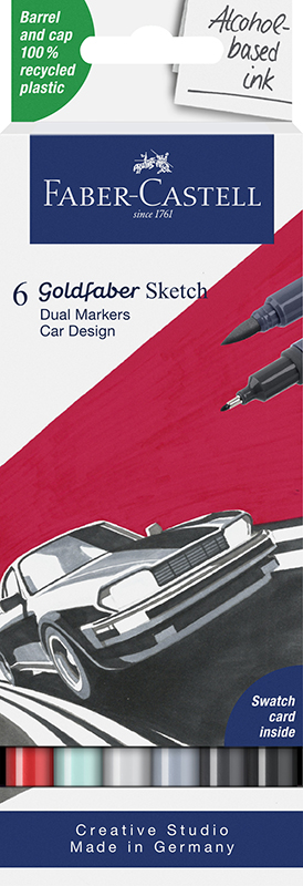 Image of Sketch Marker Faber-Castell Goldfaber 6ct set Car design 164813 4005401648130