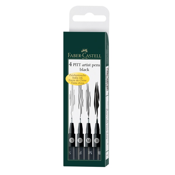 Image of Ritpenna Faber-Castell PITT Artist Blacks set 4 pennor (5F) 167100 4005401671008