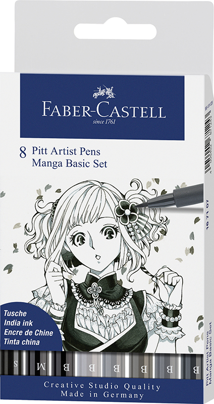 Image of Ritpennset Faber-Castell Pitt Artist Manga 8 pennor Basic (5F) 167107 4005401671077