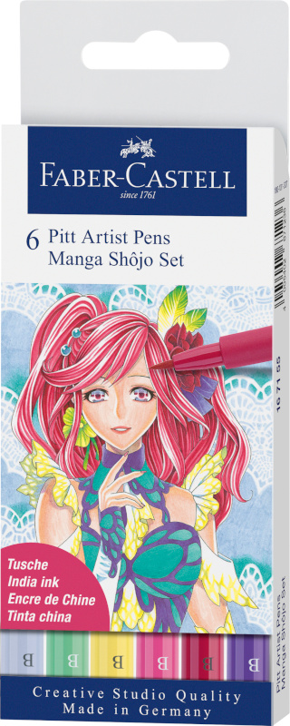 Image of Ritpennset Faber-Castell Pitt Artist Manga 6 pennor Shôjo (5F) 167155 4005401671558