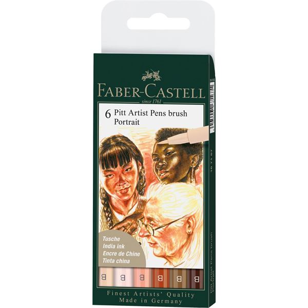 Image of Ritpenna Faber-Castell PITT Artist Portrait set 6 pennor (5F) 167167 4005401671671