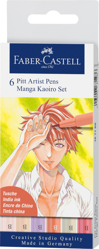 Image of Ritpennset Faber-Castell Pitt Artist Manga 6 pennor Kaoiro (5F) 167168 4005401671688