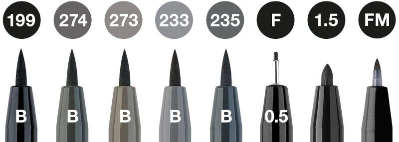 Image of Ritpennset Faber-Castell Pitt Artist Grey&Black 8pennor (5F) 167171 4005401671718