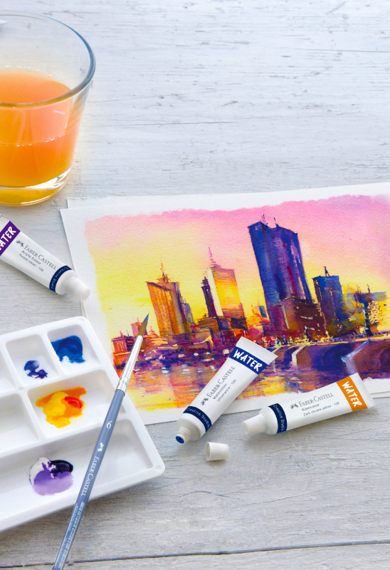 Image of Akvarellfärger Faber-Castell 9ml x 12 färger + palett (6F) 169612 8901180696125