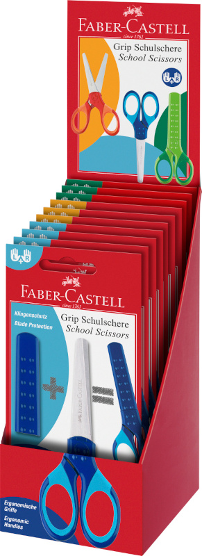Image of Barnsax Faber-Castell Redline Grip, display med 4 blåa, 3 röda& 3 gröna 181548 4005401815488