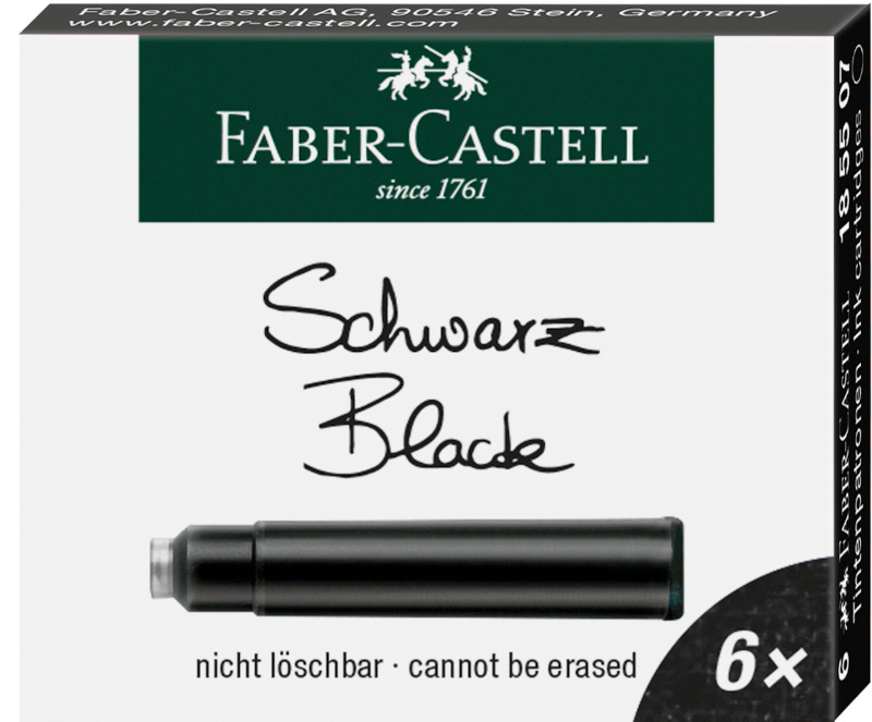Image of Bläckpatron Faber-Castell standard Svart 6 st/ask (10F) 185507 4005401855071