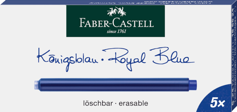 Image of Bläckpatron Faber-Castell lång Blå 5 st /ask (10F) 185524 4005401855248