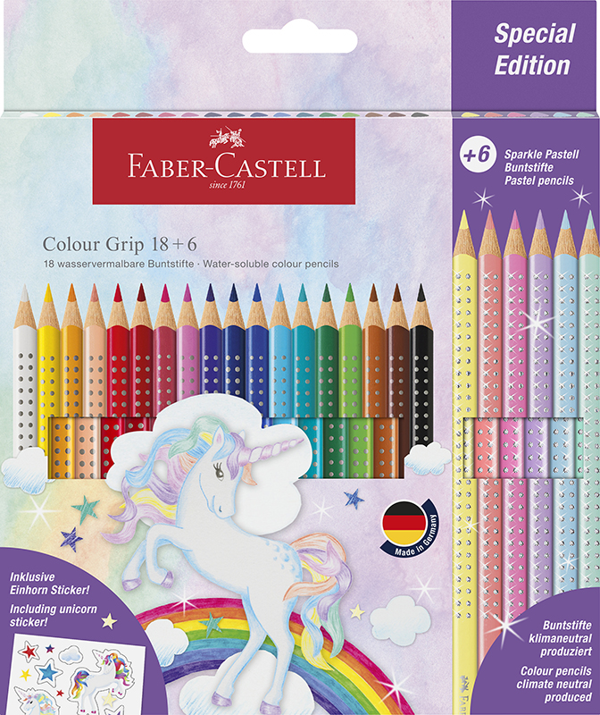 Image of Färgpennset Faber-Castell Redline CP Colour Grip unicorn18+6 201543 4005402015436