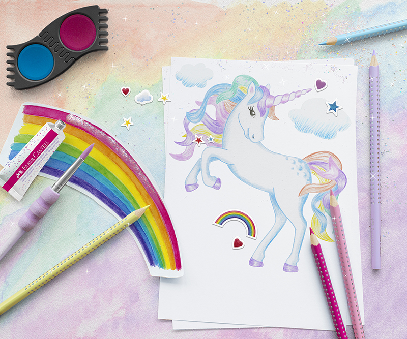 Image of Ställ Färgpennset Faber-Castell Display Grip special edition Unicorn 201544 4005402015443
