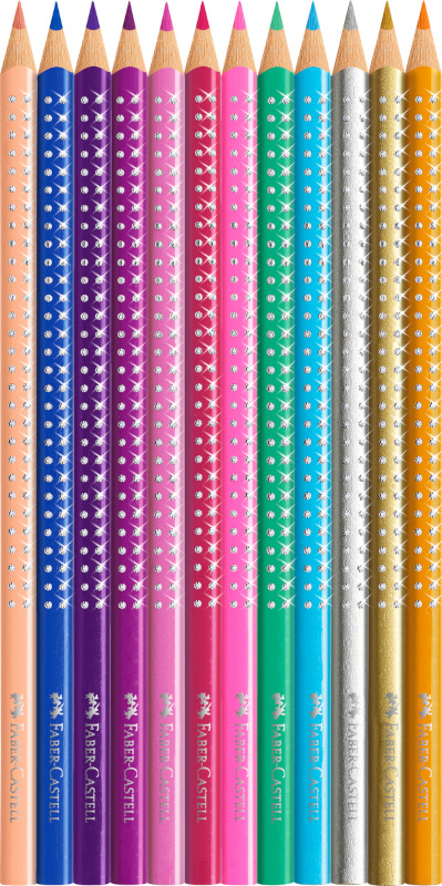Image of Färgpenna Faber-Castell Redline Sparkle metalletui med 12 i olika färger (5F) 201737 4005402017379