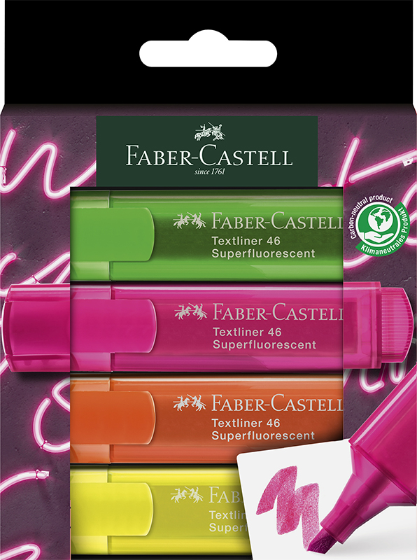 Image of Överstrykningspenna Faber-Castell Highlighter TL 46 Neon wallet 4 GenZ 254600 4005402546008