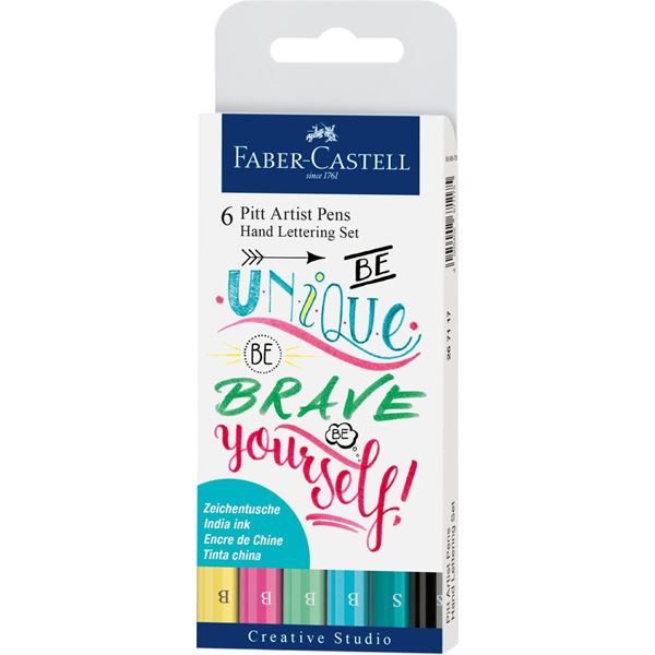 Image of Ritpenna Faber-Castell PITT Artist Handlettering 6 sorterade pastell 267116 4005402671168