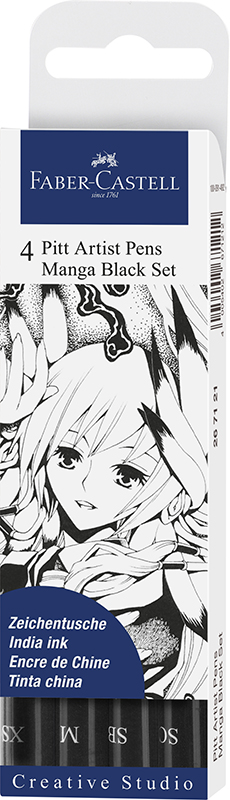 Image of Ritpennset Faber-Castell Pitt Artist Manga 4 pennor black (5F) 267121 4005401671077