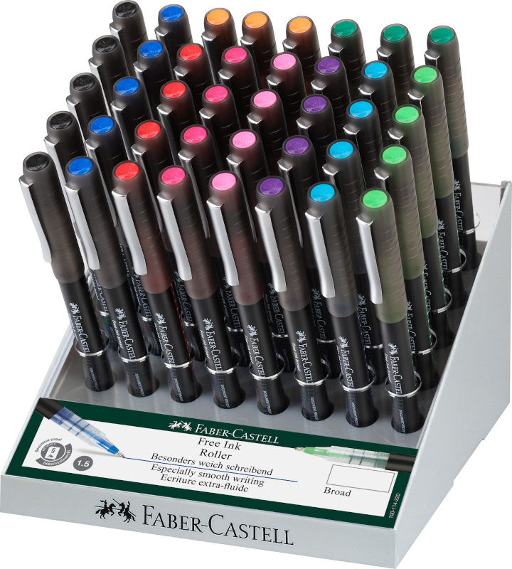 Image of Rollerballpenna Faber-Castell Free Ink Broad 1,5 mm, display med 40 st sort. 348330 4005403483302