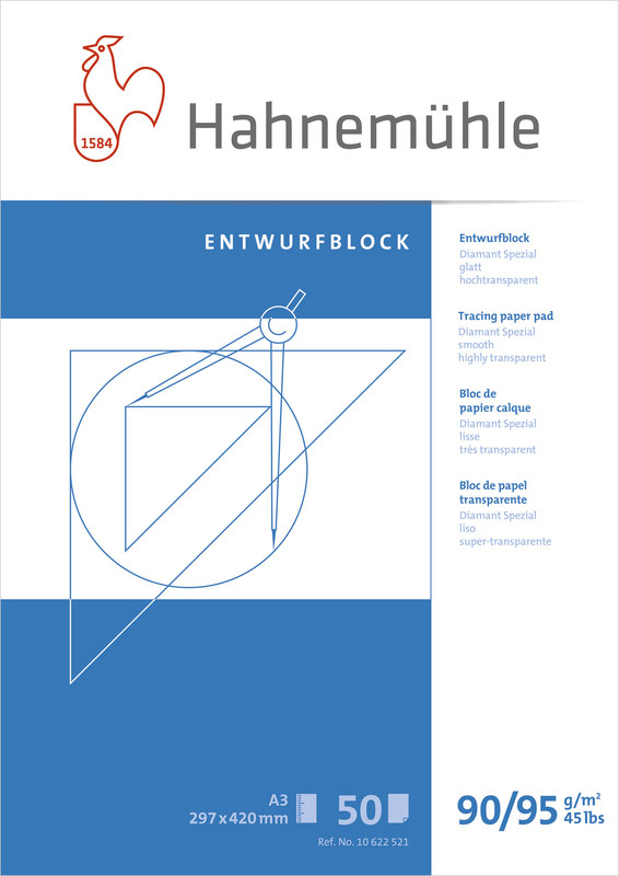 Image of Tracingblock Hahnemühle Diamant Smooth 90/95g A4 50ark 10622501 4011367225018