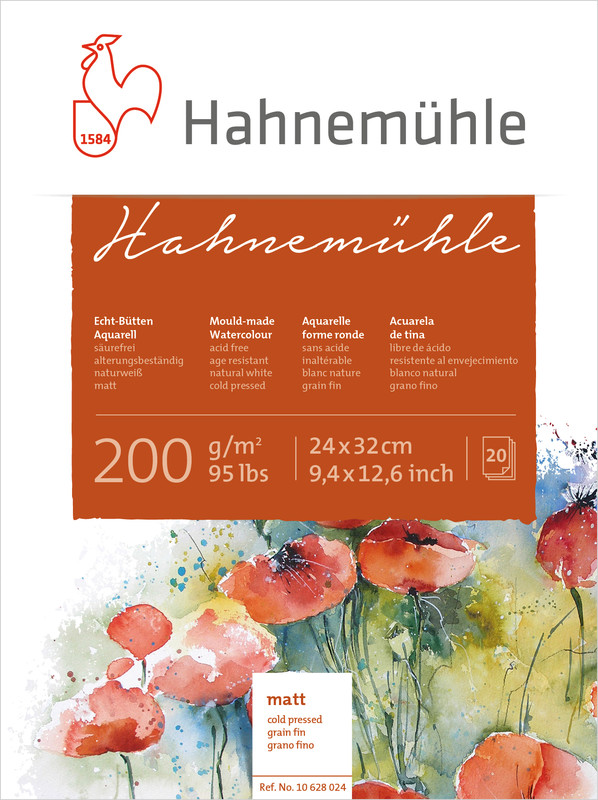 Image of Akvarellblock Hahnemühle 200g Cold Pressed 12x17cm 20ark 10628019 4011367280192
